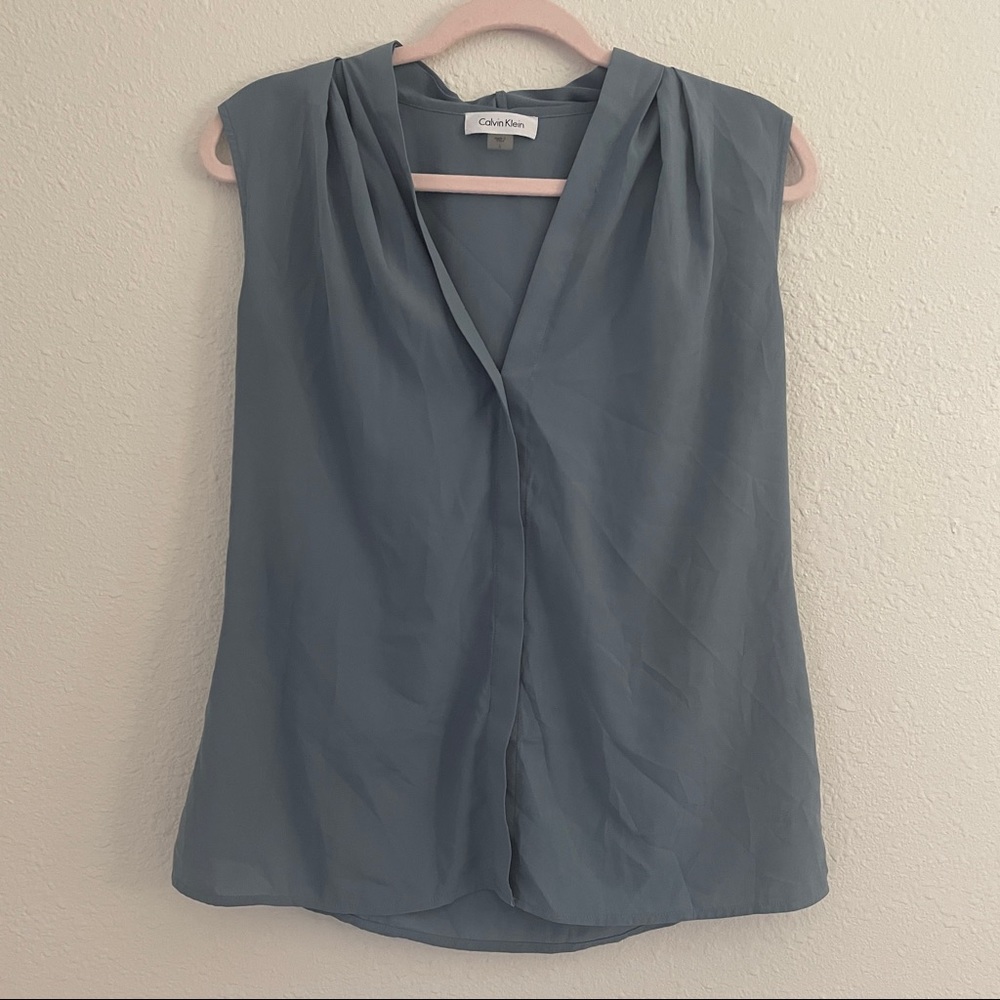 CALVIN KLEIN Dusty Blue Sleeveless Blouse